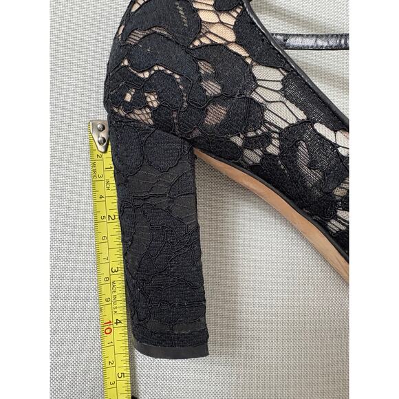 Kate Spade Black Lace Double Strap Chunky Heels - Size 10 - Picture 11 of 11